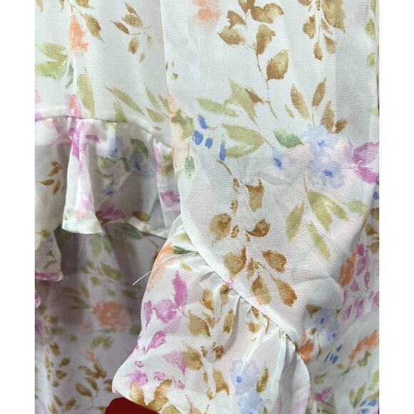 Rue 21 - Women's Summer Sleeveless High Low Hem Ruffle Floral Dress - White -XXS - Picture 10 of 16